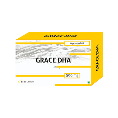 Grace DHA, Omega 3 Algal Oil Supplement, 500mg per serving - 30 Veg. Capsules