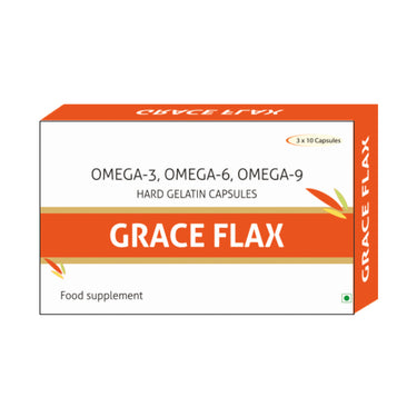 Grace Flax Flaxseed Oil Omega Supplement | 500mg | 30 Veg. Capsules