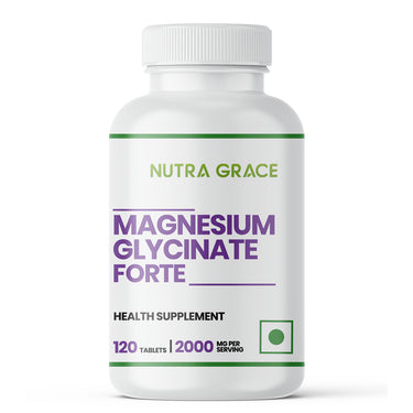 Nutra Grace Chelated Magnesium Glycinate Forte Supplement 2000mg | 120 Tablets