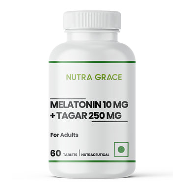 Nutra Grace Melatonin (10mg) with Tagar (250mg) - 60  Vegetarian Tablets