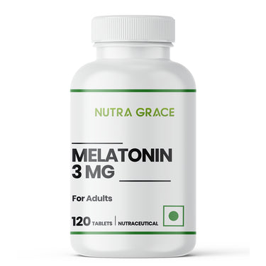 Nutra Grace Melatonin 3mg for Men & Women| Sleep and Relaxation | 120 Vegetarian Tablets